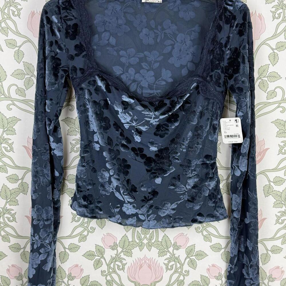 Free People Intimately Velvet Indigo Loved You First Crop Top - Size - XS - Picture 11 of 11